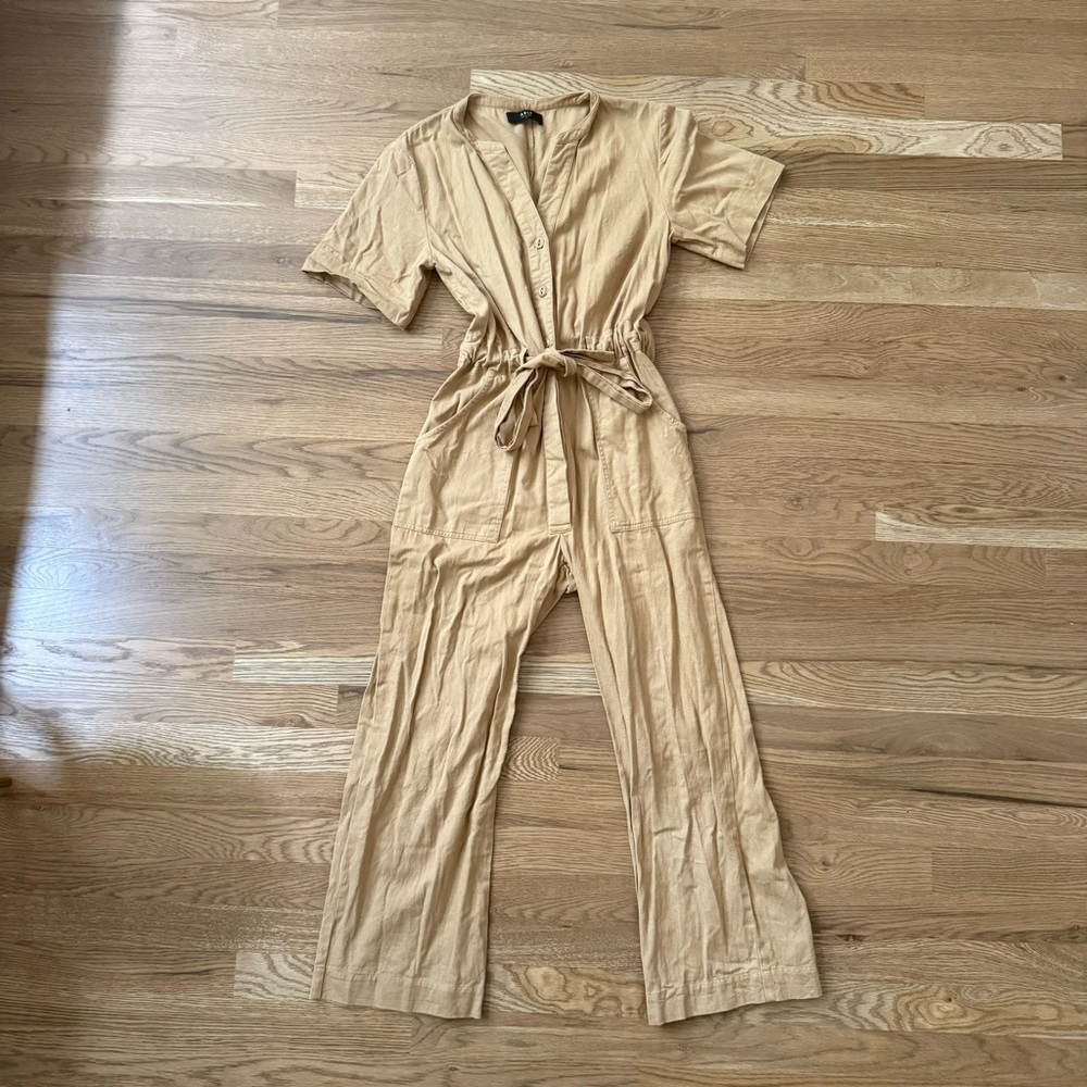 Able Tan Tie Waist Jumpsuit Size XS